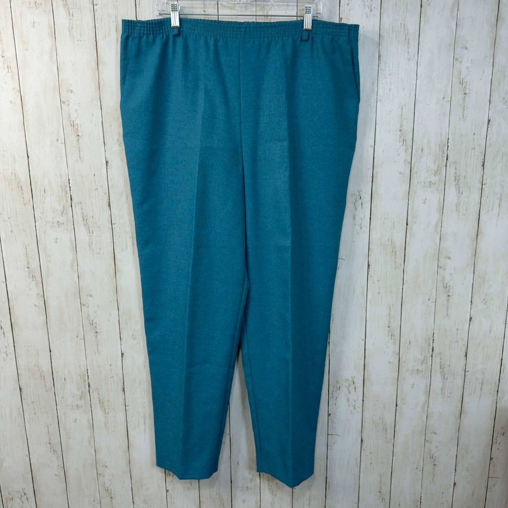 Alfred Dunner Women's Teal Stretch Pull-On Pants Made in USA Size 16